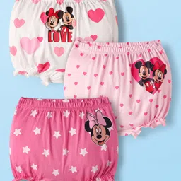 Babyhug Disney 100% Cotton Bloomers With Minnie & Friends Graphic Pack Of 3 - Multi Colour image 1