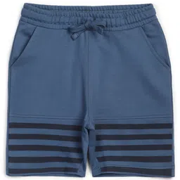 ALAN JONES Cotton Blend Knit Striped Shorts - Blue-picture-23