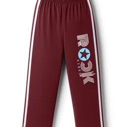 Taeko Single Jersey Knit Full Length Lounge Pant With Rock Print - Maroon-picture-23