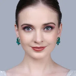 PUJVI Silver-Toned Artificial Stones Studded Contemporary Studs-picture-11