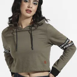 Campus Sutra Self Design Hooded Cotton Pullover Sweatshirt-image-10