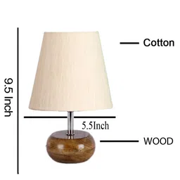 Devansh Cotton Round Brown Small Natural Table Lamp - Off White image 3