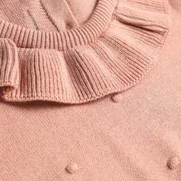 ToffyHouse Cotton Knit Full Sleeves Solid Color Winter Romper - Peach image 3