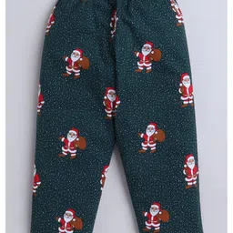 The Magic Wand Cotton Woven Christmas Theme Half Sleeves Santa Claus Printed Coordinating Night Suit Set - Green image 4