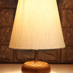 Devansh Cotton Round Brown Small Natural Table Lamp - Off White image 4