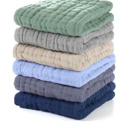 Teri Beri Pack Of 5 Muslin Cotton Face Towels-picture-55