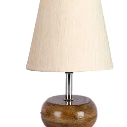 Devansh Cotton Round Brown Small Natural Table Lamp - Off White image 5