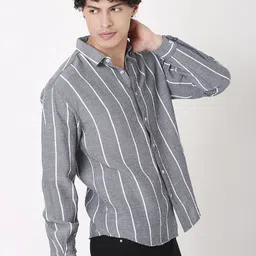 Blnk Relaxed Fit Striped Spread Collar Shirt image 4