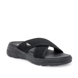 Red Tape Women's Black Cross Strap Sandals image 3