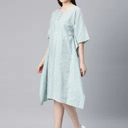 Cottinfab Green Striped Kaftan Midi Dress image 3