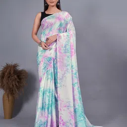 HERE&NOW Tie and Dye Pure Chiffon Ready to Wear Jamdani Saree-picture-40