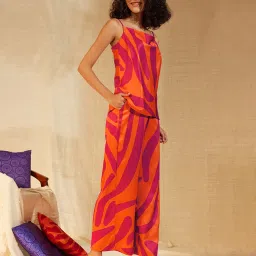 Pink Fort Orange & Pink Printed Top With Trousers image 3