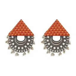 Teejh Ethnic Hanika Orange Fabric Stud Earring image 3