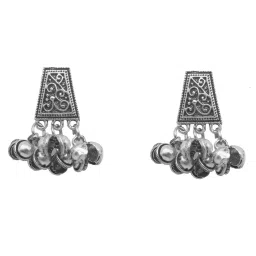 Teejh Ethnic Kanish Silver Oxidized Ghungroo Drop Earrings image 3