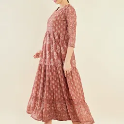 Soch Brown Cotton Printed Maxi Dress image 3