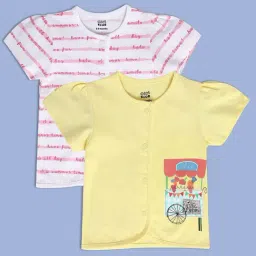 MINIKLUB Kids White & Yellow Printed Top (Pack Of 2)-image-34
