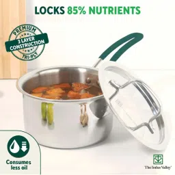 The Indus Valley Silver Stainless Steel 19.05 cm Saucepan With Steel Lid (2 L) image 3