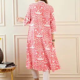 Indo Era Red Printed A Line Kurta image 2