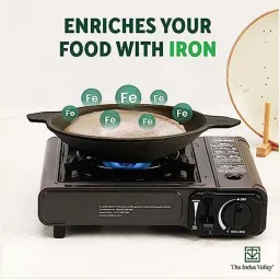 The Indus Valley Black Cast Iron 22.09 cm Vellapam Pan With Grip (0.5 L) image 3