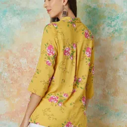 Melange by Lifestyle Mustard Floral Print Shirt image 2