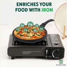 The Indus Valley Black Cast Iron 25.4 cm Chappati Tawas With Grip image 3