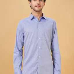 Byford By Pantaloons Cendre Blue Cotton Slim Fit Printed Shirt-picture-21