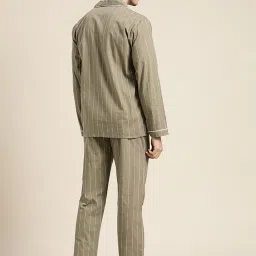 Hancock Green Cotton Regular Fit Stripes Lounge Sets image 2