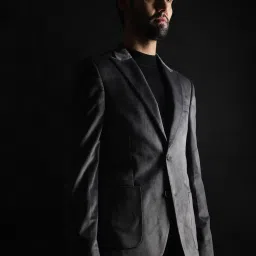 Rare Rabbit Grey Slim Fit Solid Blazer image 2