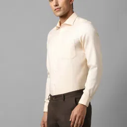 Louis Philippe Permapress Yellow Cotton Regular Fit Shirt image 3