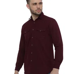 Kuons Avenue Dark Plum Slim Fit Denim Shirt image 3