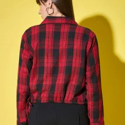 BUYNEWTREND Red & Black Cotton Chequered Shirt image 2