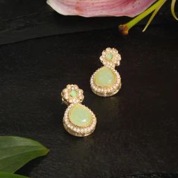 Zaveri Pearls Minimal Green Alloy Earrings-picture-3