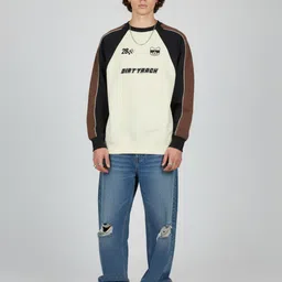 glitchez Typography Print Detail Colourblocked Sweatshirt image 5