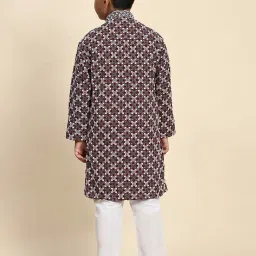 Pro-Ethic Style Developer Boys Maroon & White Embroidered Full Sleeves Kurta with Pyjamas image 2