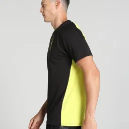Puma Black & Yellow Regular Fit Colour Block Sports T-Shirt image 3