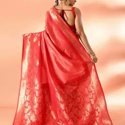 Elora Red Silk Woven Saree With Unstitched Blouse image 2