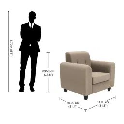 Godrej Interio Rewind Grey Leatherette 1 Seater Sofa image 3