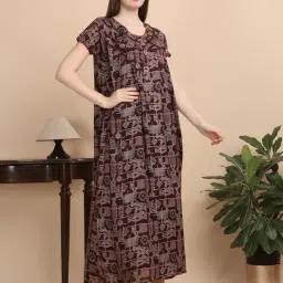 Sweet Dreams Khaki Cotton Printed Nighty-picture-22