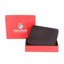 Red Chief Black Leather Bi-Fold Wallet for Men image 3