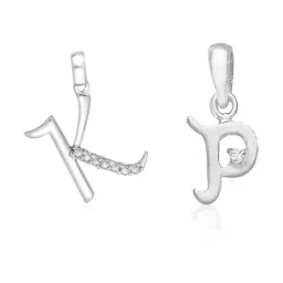 Taraash 92.5 Sterling Silver 'K' & 'P' Initial Letter Couple Pendants-picture-17