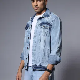High Star Light Blue Relaxed Fit Shirt Collar Denim Jacket image 3