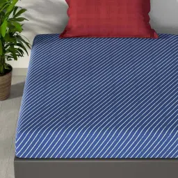 NAUTICA Pacific Coast Blue & White Cotton 160 TC Single Bedsheet with Pillow Cover image 3