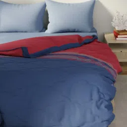 NAUTICA Hampton Red & Navy Satin Cotton 210 TC Double Comforter image 3