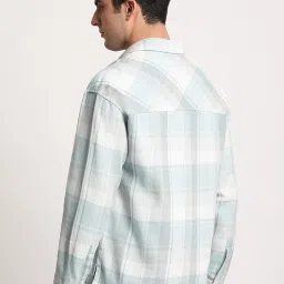 The Bear House Blue Cotton Loose Fit Checks Shacket image 2