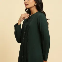 W Green Self Pattern Shirt image 3