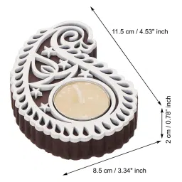 eCraftIndia Buta Paisley Shape Wooden Block Print Decorative T Light Holders,Set of 2 image 2