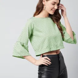 chimpaaanzee Chimpanzee Green & Black Printed Crop Top image 3