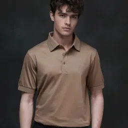 Rare Rabbit Brown Regular Fit Solid Polo T-Shirt-image-23