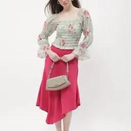 MADAME Mint Green & Pink Floral Print Top image 4