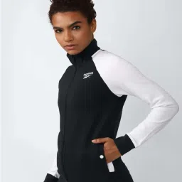 Reebok Black & White Cotton Color-Block Sports Jacket image 3